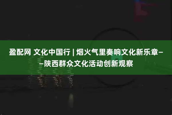 盈配网 文化中国行 | 烟火气里奏响文化新乐章——陕西群众文化活动创新观察